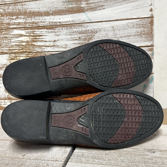 Ariat euc brown woven leather slip back convertible slip on mule clogs booties - Picture 10 of 12